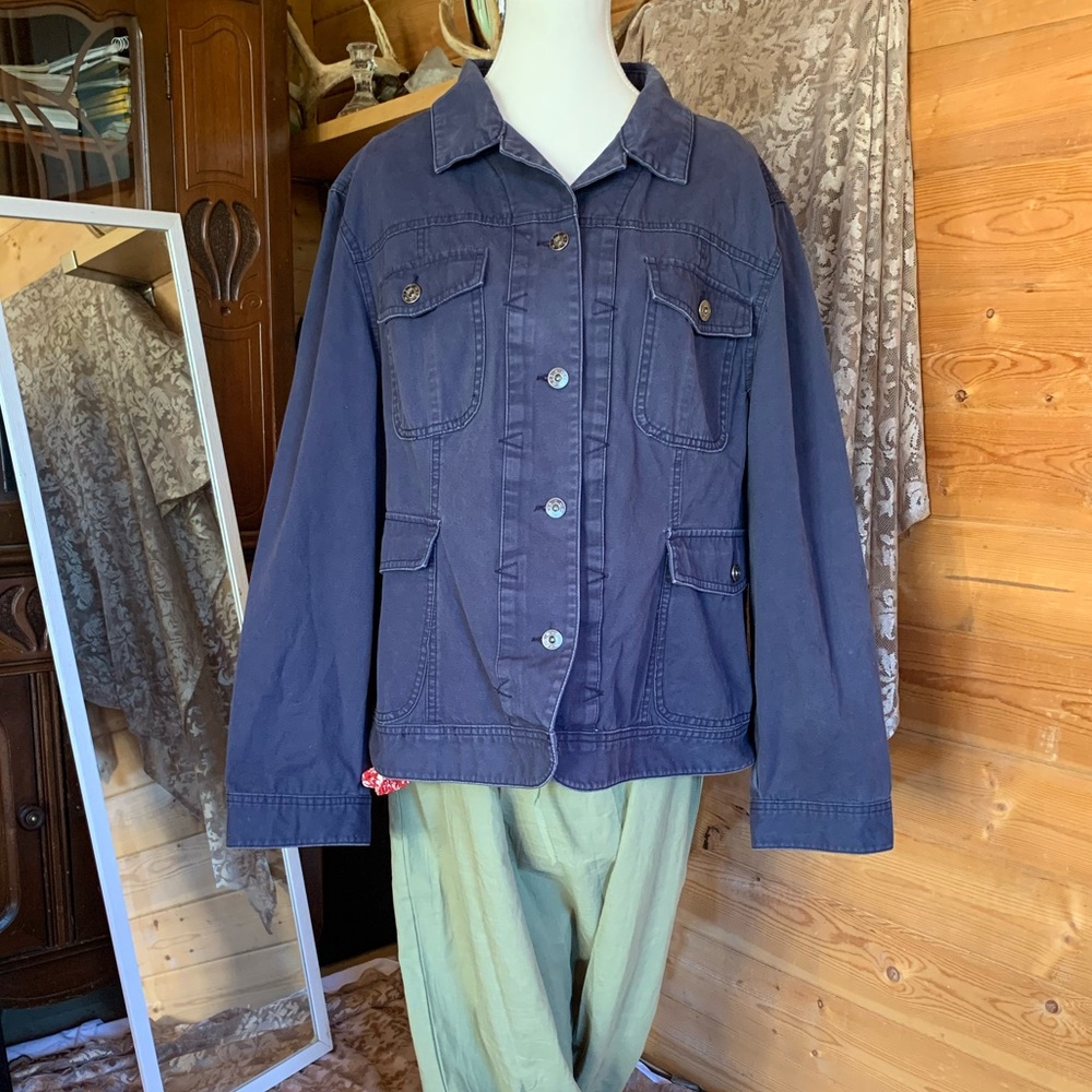 Plus Size Women’s French Chore Coat Size 3X Button-Up Cotton Jacket Shacket 1950